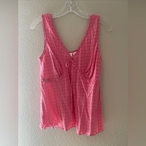 Isaac Mizrahi Pink Tank Top Shirt 100% Silk Sleeveless Women's Sz XL side zip